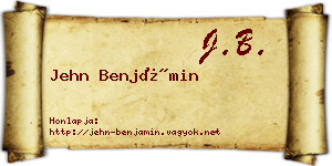 Jehn Benjámin névjegykártya